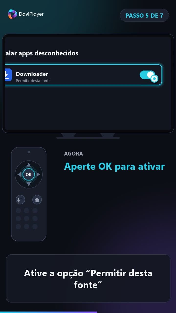 Opção Permitir desta fonte ligada nas configurações da TV