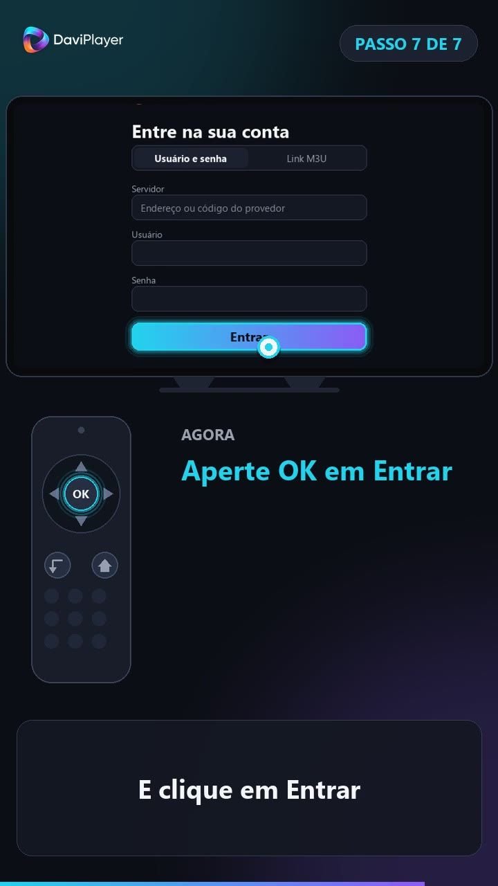 Tela Entre na sua conta do DaviPlayer com o botão Entrar